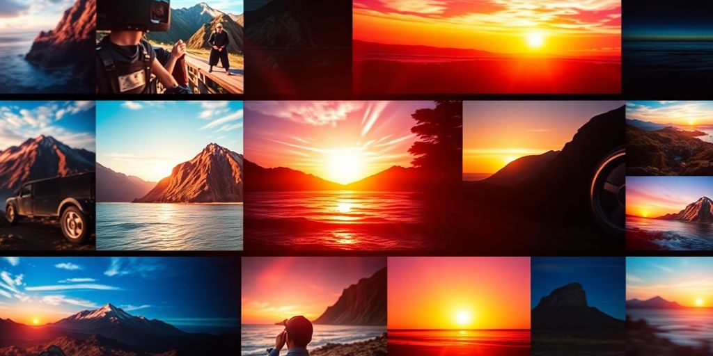 Cinematic video frames created from vibrant images.